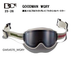 画像1: 予約商品　DICE ダイス　25-26 スノーボード ゴーグル　GOODMAN グッドマン GM54570　WGRY　調光×ULTRAライトグレイ/ライトシルバーミラー　日本正規品