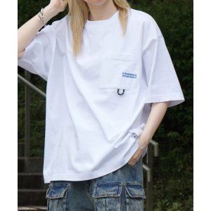画像: inhabitant インハビタント　Tシャツ　ONE-POINT POCKET T-SHIRT　WHITE x GREEN　メンズ 半袖