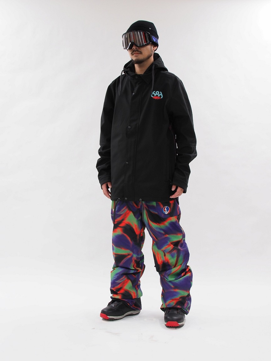 22-23 686 SIX EIGHT SIX シックスエイトシックス Waterproof Coaches Jacket GRATEFUL DEAD  BLACK メンズ スノーボード ジャケット スノーウェア - NORTHERN LIGHTS