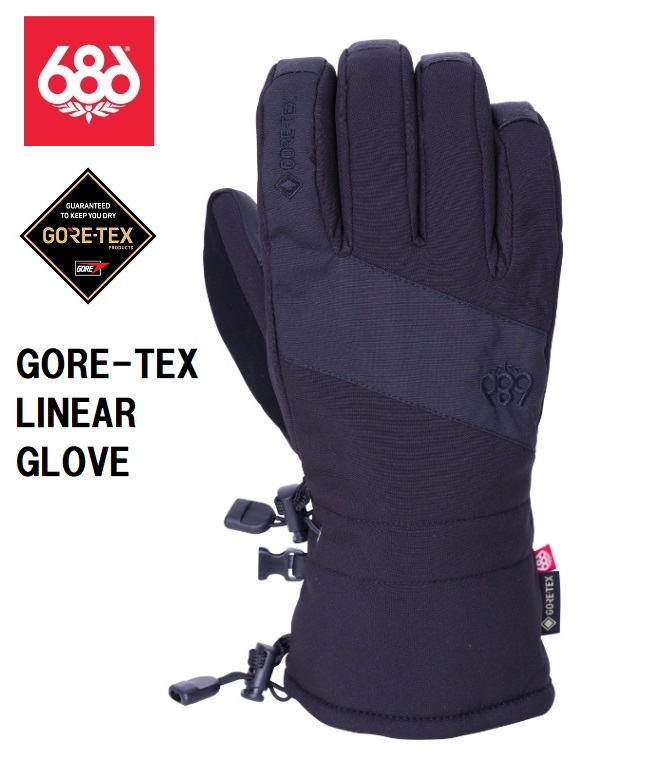 画像1: 686 シックスエイトシックス　GORE-TEX Linear Glove　Black　スノーボード グローブ ゴアテックス メンズ　日本正規品