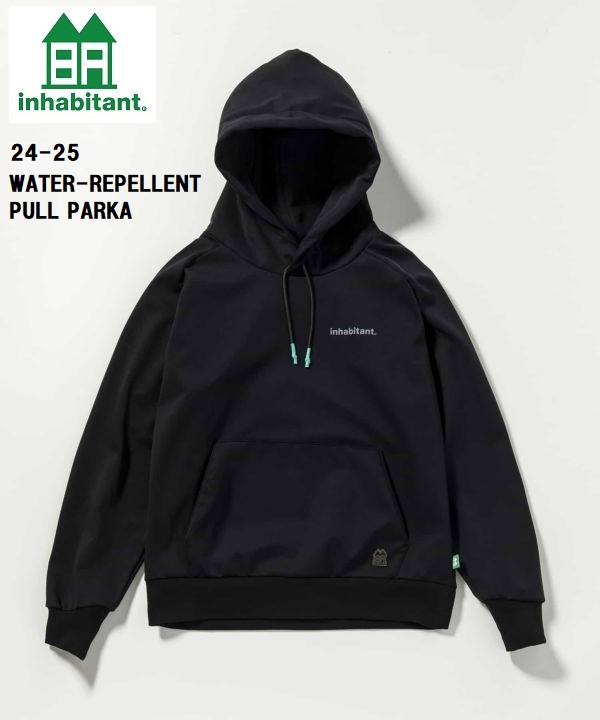 画像1: inhabitant インハビタント　撥水パーカー WATER-REPELLENT PULL PARKA　BLACK　24-25 スノーウェア ジャケット