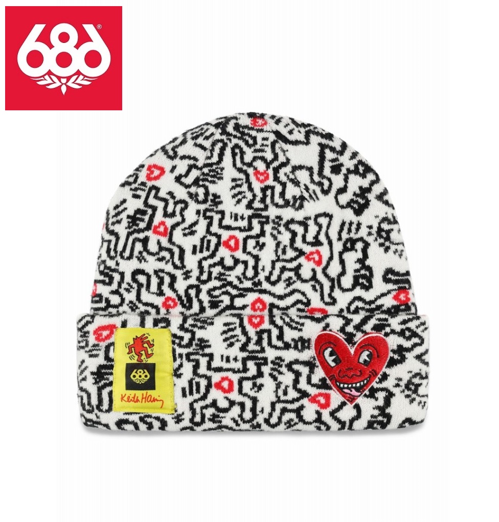 画像1: 686 シックスエイトシックス　KEITH HARING BEANIE - KEITH HARING WHITE　スノーボード ビーニー　日本正規品